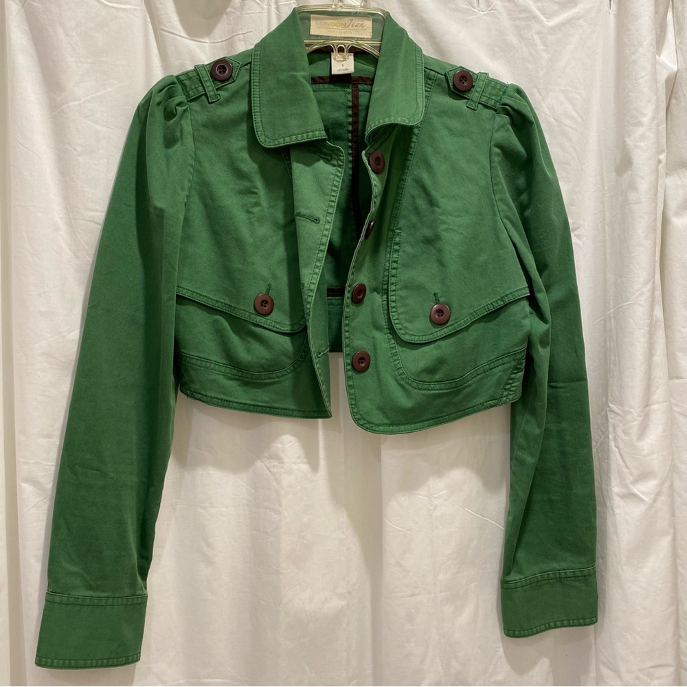 LONDONJEAN Green Cropped Jean Jacket